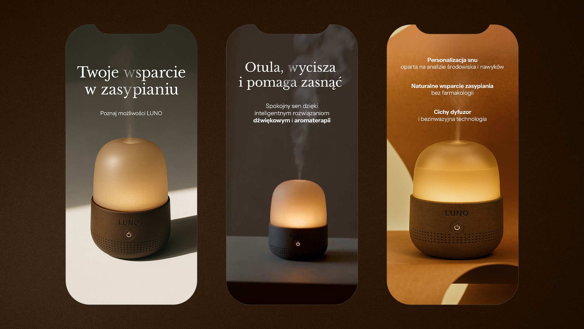 LUNO — 3 phone mockups stories