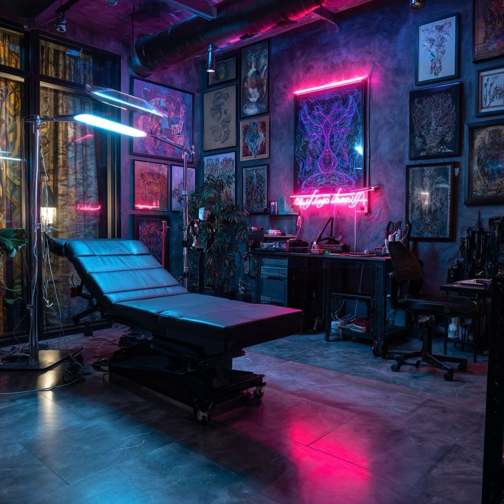 Mortalis Studio — neon purple session room