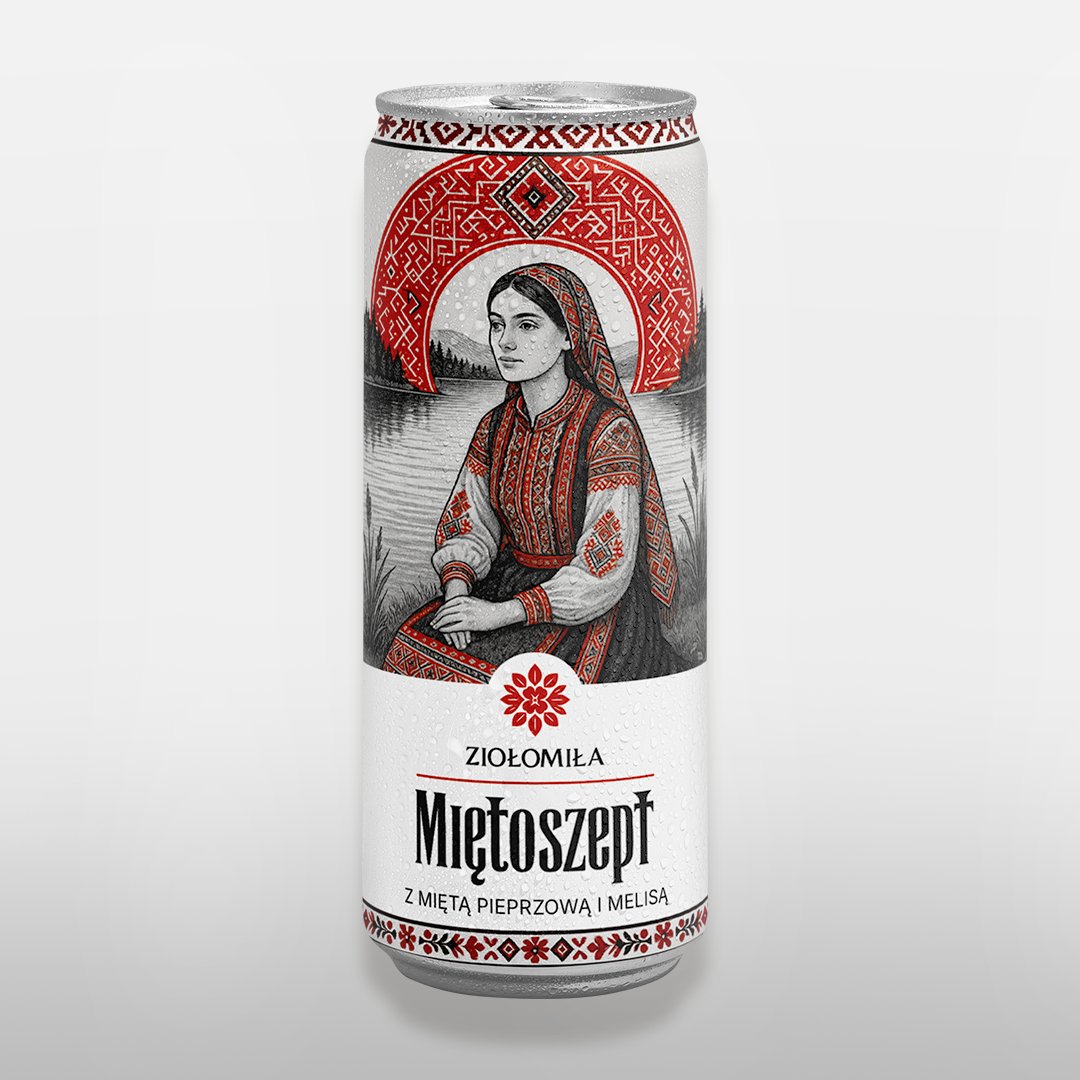 Ziołomiła — mockup puszki Miętoszept